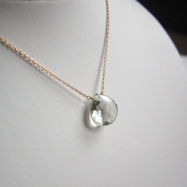 Green Amethyst Solitaire Necklace