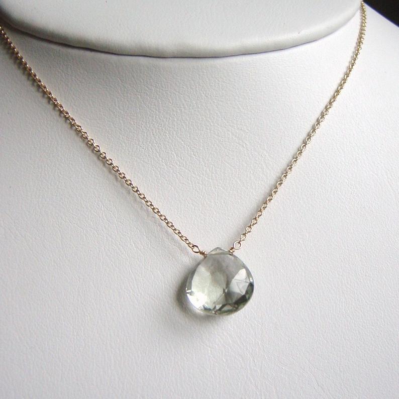 Green Amethyst Solitaire Necklace