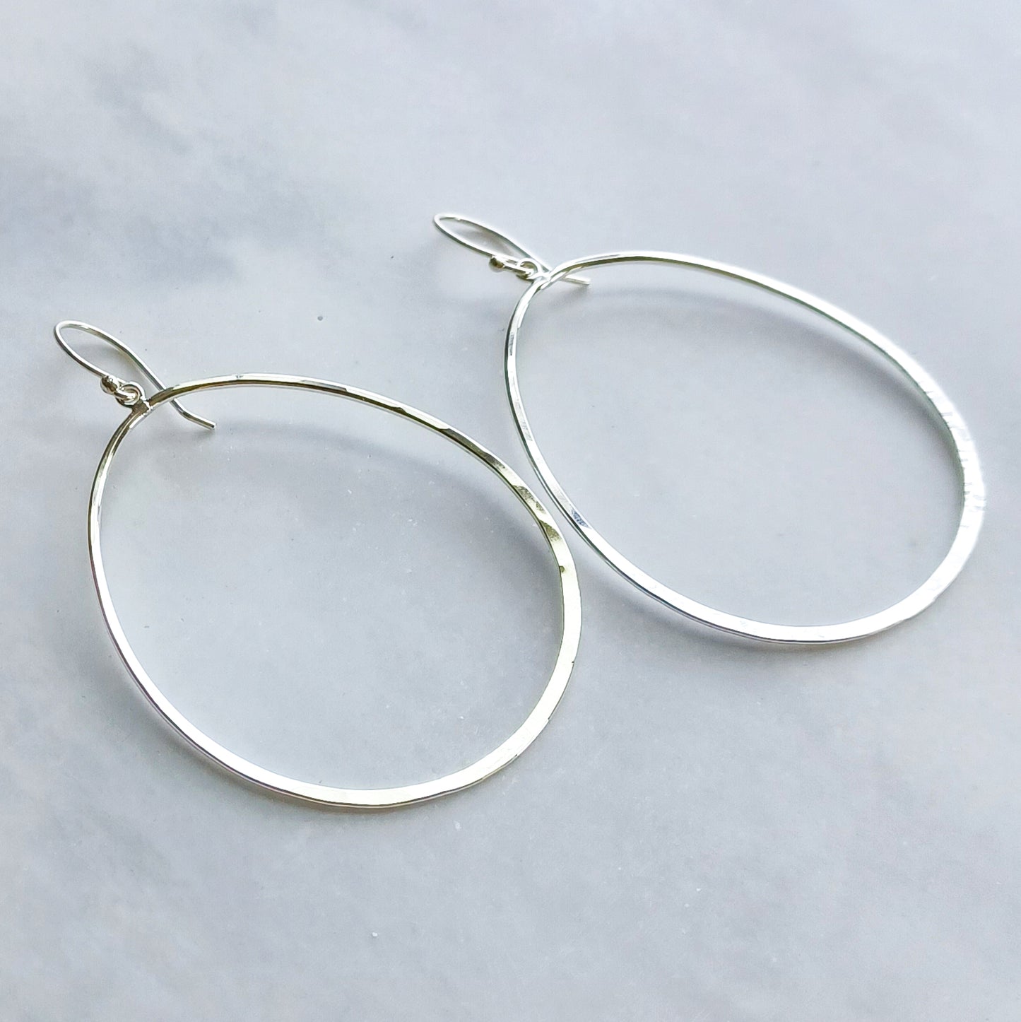 Large Hammered Teardrop Earrings