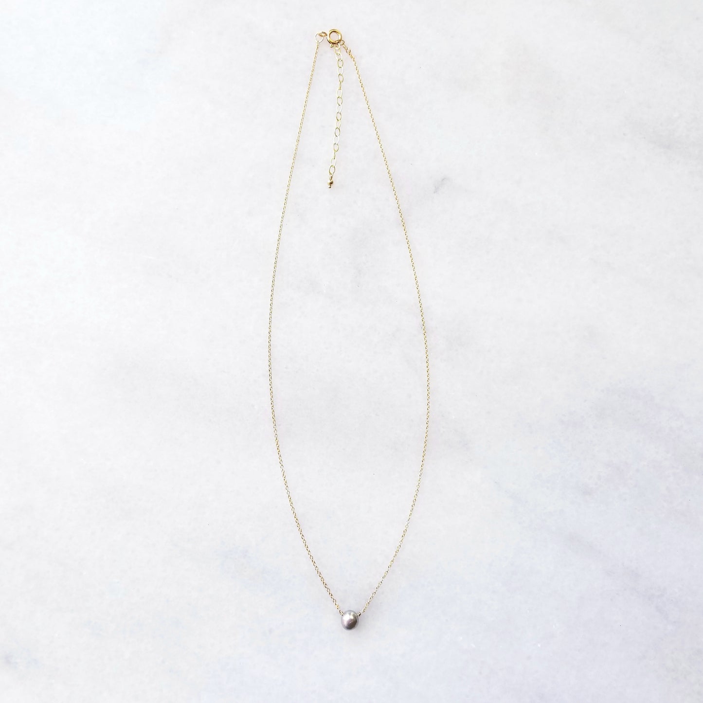 Light Grey Pearl Solitaire Necklace