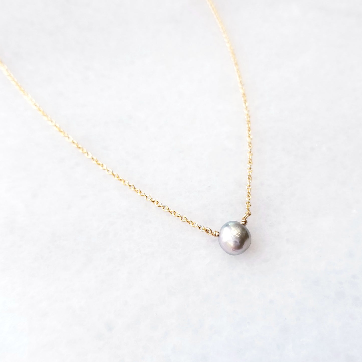 Light Grey Pearl Solitaire Necklace