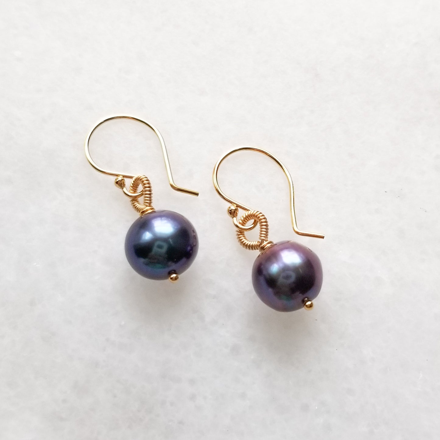 Peacock Grey Pearl with Coil Detail Earrings