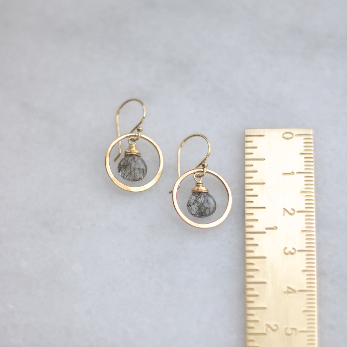 Tourmalinated Quartz Mini Halo Earrings