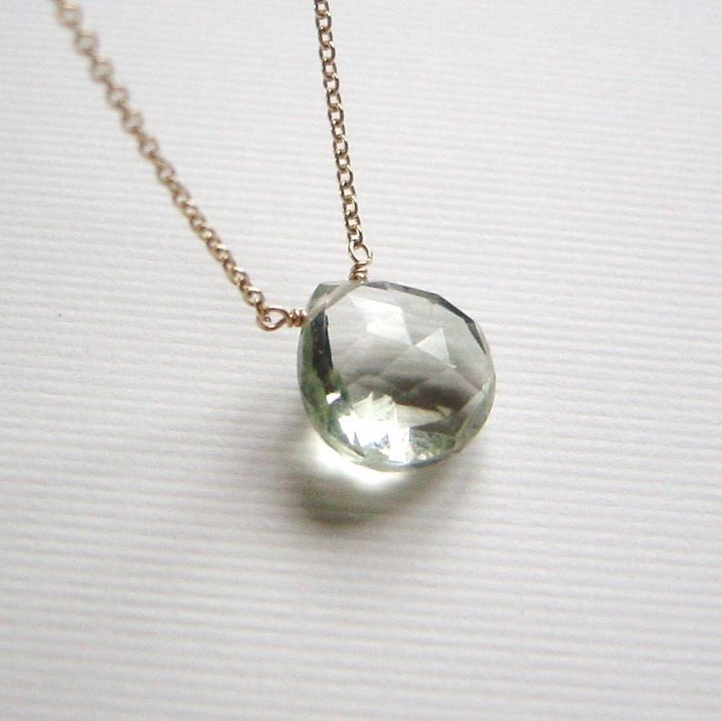 Green Amethyst Solitaire Necklace