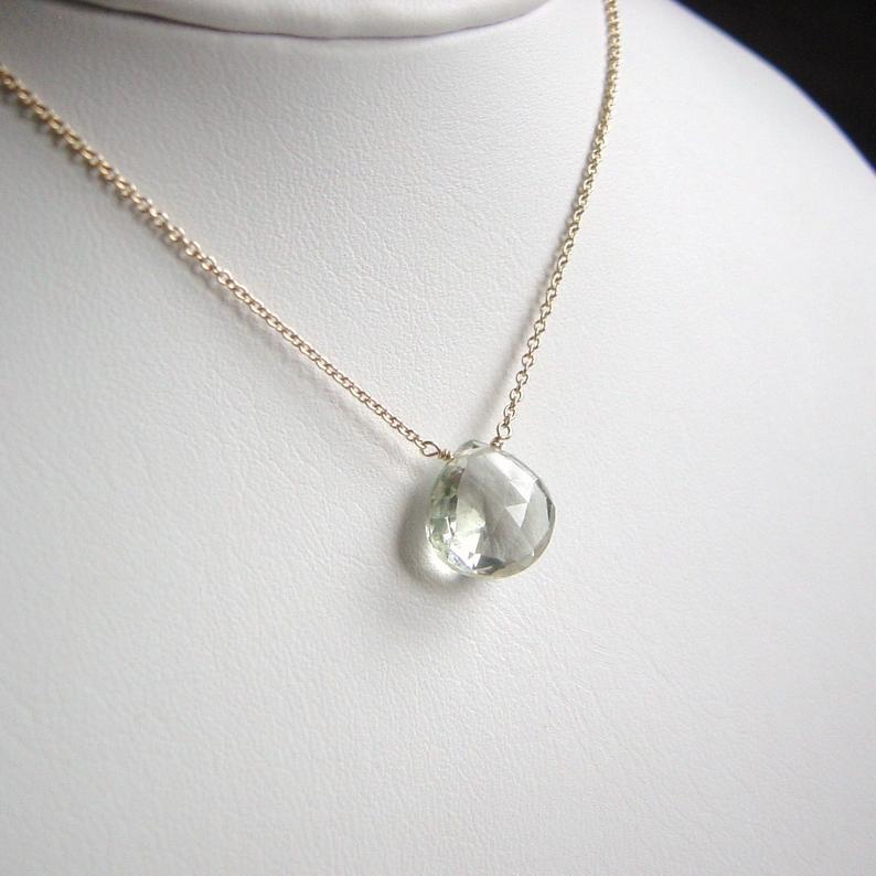 Green Amethyst Solitaire Necklace