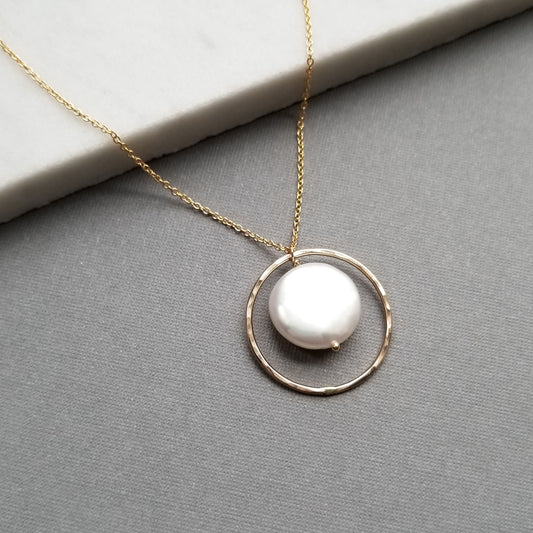 Coin Pearl Halo Necklace