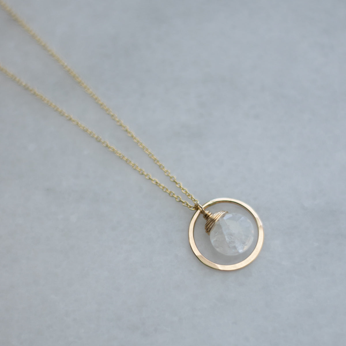 Mini Halo Moonstone Necklace